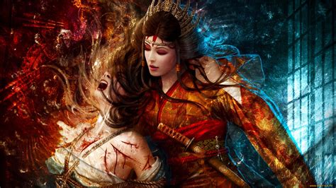 Fantasy Art Women Females Girls Warrior Weapons