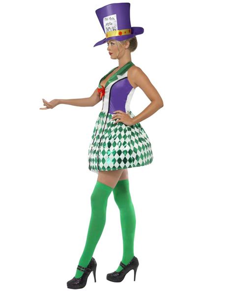 Cl289 Lady Mad Hatter Tea Party Costume Alice In Wonderland Adult Fancy Dress Ebay