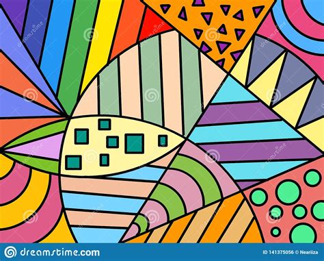 Hand Drawn Multicolored Background Shapes Paint Art