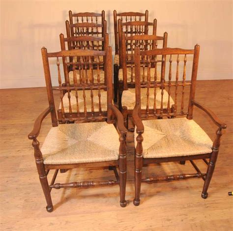 Set 8 Oak Spindleback Kitchen Dining Chairs Spindle Back