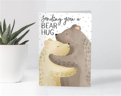 Sending You A Big Bear Hug Card Thinking Of You Miss You Etsy