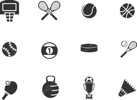 Sports Balls Icons Set Isolated Hockey Collection Vector Isolated