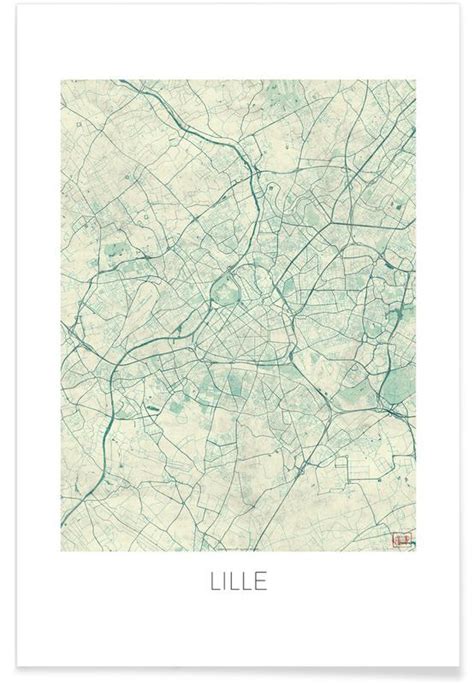 Lille Vintage Map Poster Juniqe
