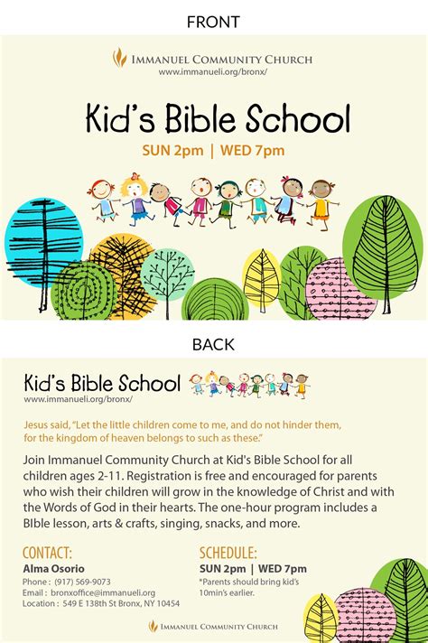 Kids Bible School Flyer School Invitation Bible For Kids Bible