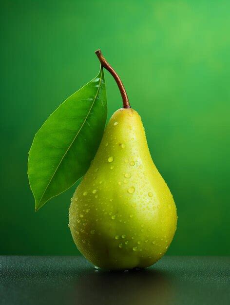 Premium Ai Image Pear On A Green Background