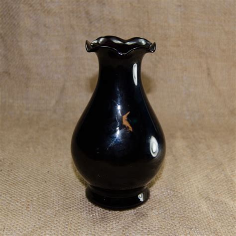 Vintage Black Amethyst Ruffled Glass Vases Sold By Thewrenskeep