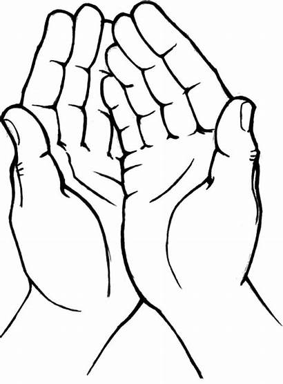 Hands Praying Coloring Hand Pages Outline Clipart