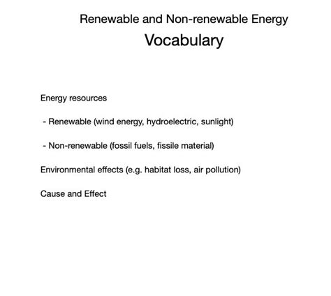 Vocabulary Renewable And Non Renewable Energy — The Wonder Of Science