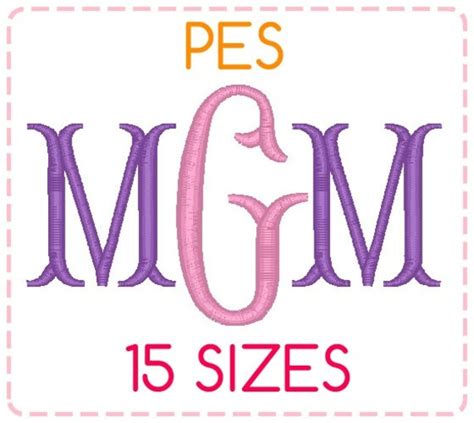 15 Sizes Pes Format Fishtail Monogram Font Embroidery Designs