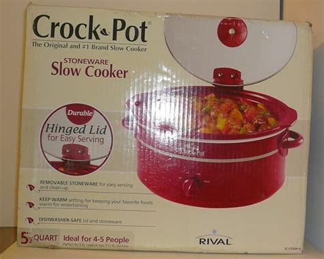 Rival 55 Quart Red Oval Stoneware Slow Cooker Crock Pot Model Scv550h