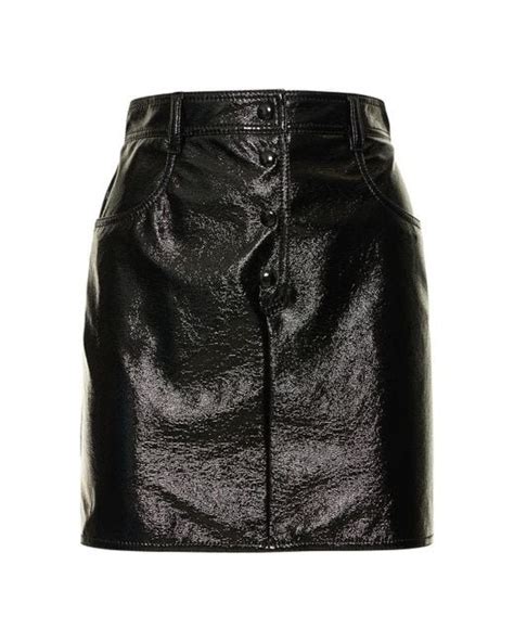 Msgm Wrinkled Faux Patent Leather Mini Skirt In Black Lyst