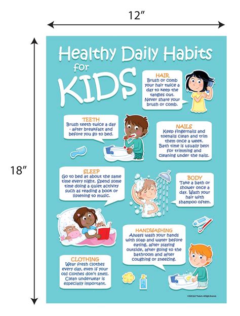 Kids 7 Healthy Daily Habits Poster 12x18 Laminated — Zoco Products
