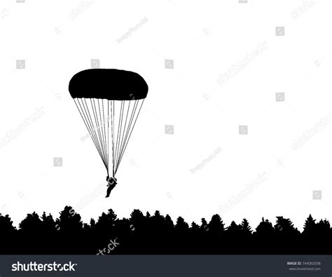 Silhouettes Parachuting Vector Illustration Stock Vector Royalty Free