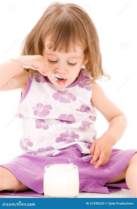 Little Girl With Yogurt Stock Photo Image Of Infant 41298220
