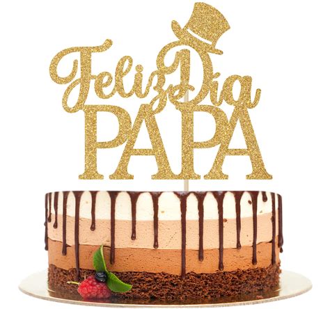 Buy Feliz Día Papa Cake Topper Gold Glitter Fathers Day Cake Topper