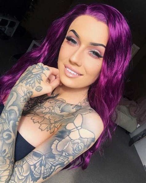 creative tattoos leave me body modifications purple hair workout wear girl tattoos tattoo