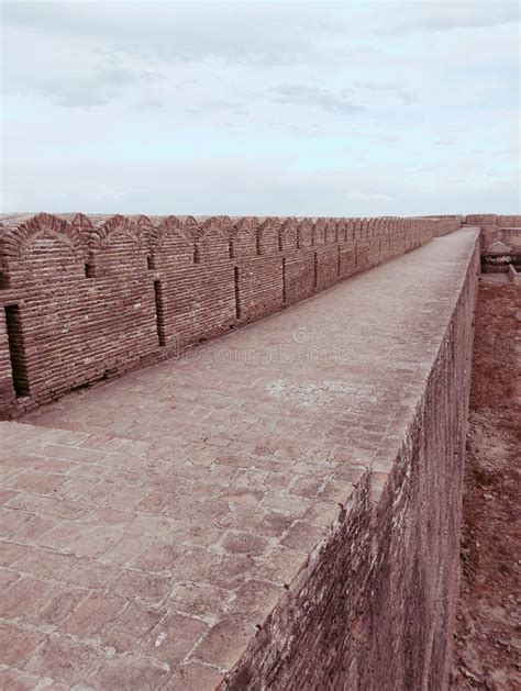 Ancient Fort Wall Wide Strong And High Historic Fortress Old Brick Wall