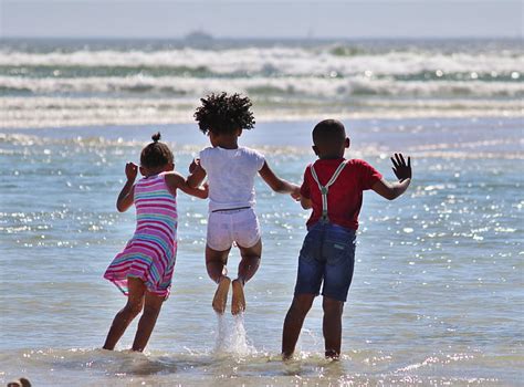 Royalty Free Photo Three Kids Playing On Shore During Daytime Pickpik