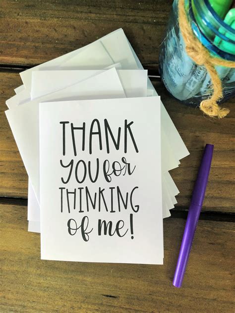 Thank You For Thinking Of Me Note Cards Doodlebugspaper