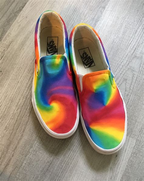 They are fun, flirty watercolor art canvas art artsy drawings art painting art projects art tutorials gouache. Hand painted tie-dye canvas shoes, Vans | Vans slip on ...