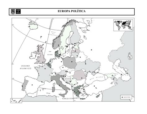 Forma junto con asia una gran plataforma continental que se denomina eurasia. Mapa Mudo Politico Europa