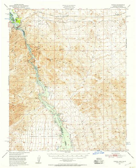 Topock Arizona 1950 1957 Usgs Old Topo Map Reprint 15x15 Az Quad