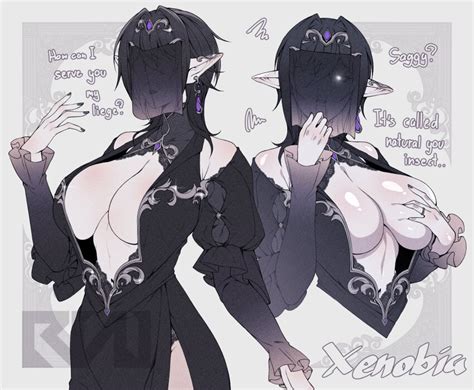 Cero Rains Original Highres 1girl Black Dress Black Hair Black Nails Breasts Character