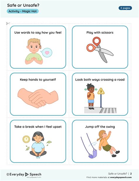 Safe Or Unsafe Behaviors Activity For Preschool Everyday Speech