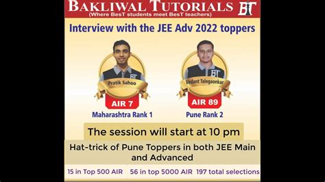 Interview With The JEE Advanced 2022 Toppers YouTube
