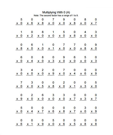 Free Printable Multiplication Facts Worksheets