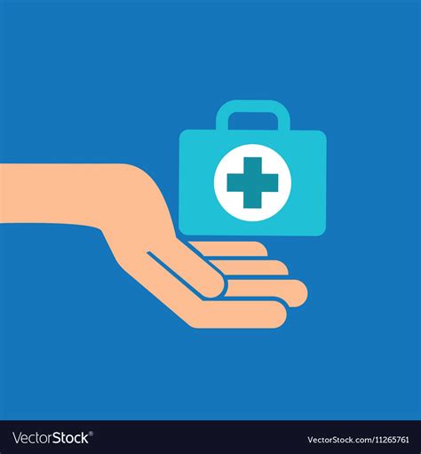 Hands With Kit First Aid Emergency Icon Royalty Free Vector