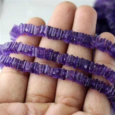 Purple Semi Precious Stones Natural Amethyst Heishi Gemstone Beads