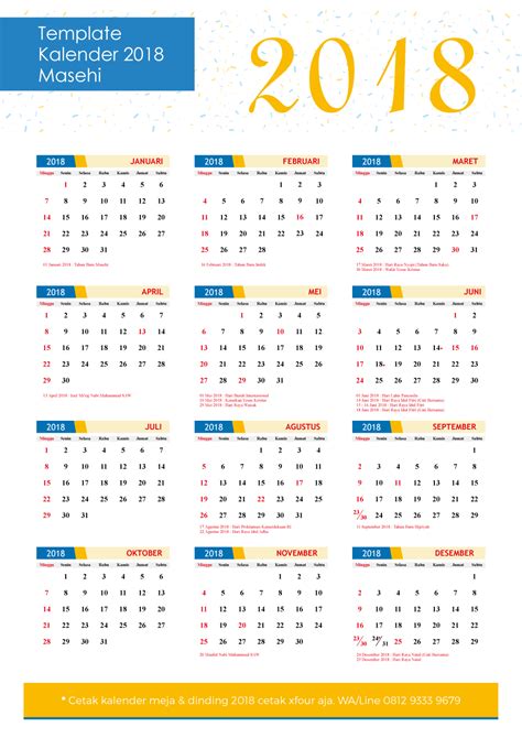 Download Template Kalender Indonesia Lengkap Dengan Hari Libur 2018