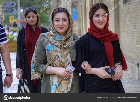 Modern Young Iranian Women Wearing Hijabs Shiraz Iran Stock