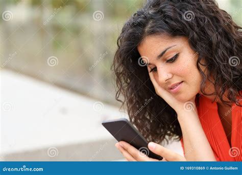 Pensive Woman Reading Message On Smart Phone Stock Image Image Of Bench Cell 169310869