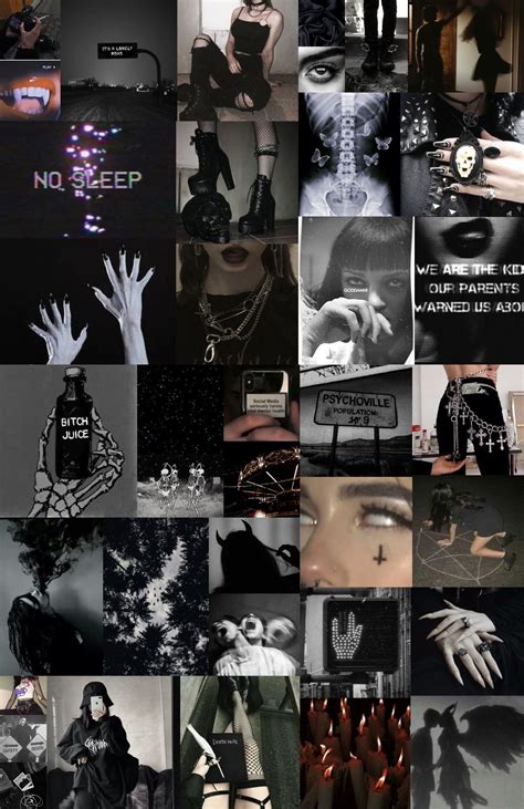Dark Aesthetic Wall Collage Iphone Wallpaper Tumblr Aesthetic Black