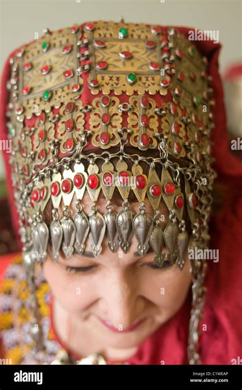 Turkmenistan Turkmen Woman In Traditional Costume Stock Photo Alamy