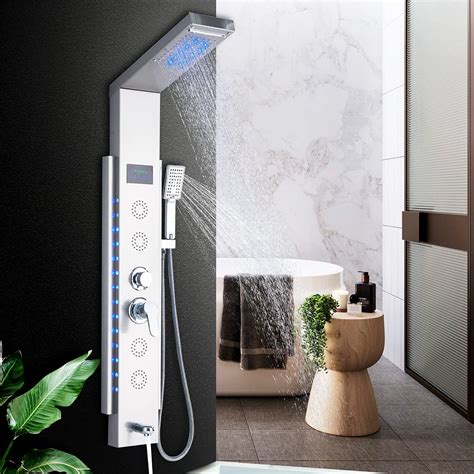 Buy Aworddy Led Shower Panel Column Tower With 5 In 1 Multiple Function Waterfall Rainfall