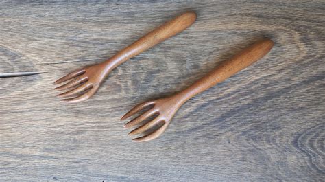 Hand Carved Fork Wooden Fork Walnut Fork Serving Wooden Etsy