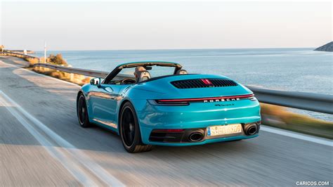 2020 Porsche 911 Carrera S Cabriolet Color Miami Blue Rear Three