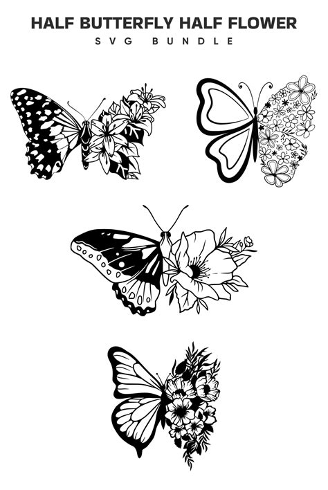 Half Butterfly Half Flower SVG | Master Bundles