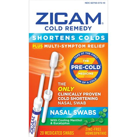 Buy Zicam Cold Remedies Nasal Swabs Multi Symptom Relief With Cooling Menthol And Eucalyptus 20