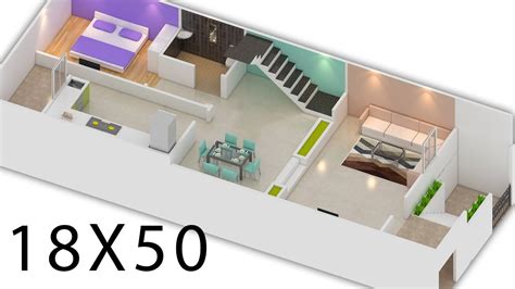 18x50 House Plan 900 Sq Ft House 3d View By Nikshail Youtube