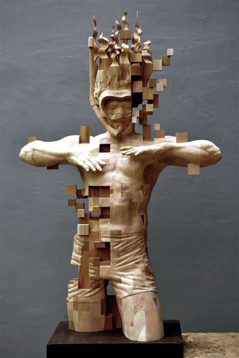 Wood Sculptor Hsu Tung Hans Newest Pixelated Wood Sculpture