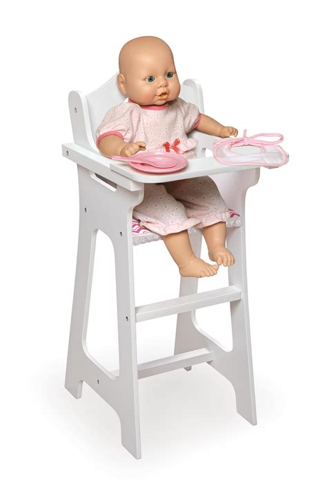 badger basket doll high chair with plate bib and spoon fits american girl dolls
