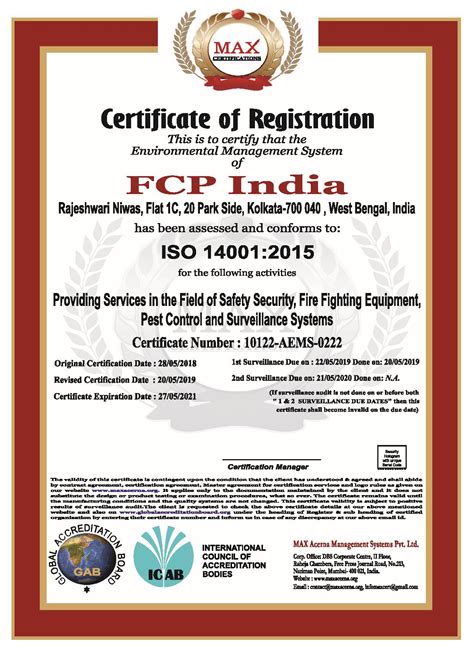 Certificates Fcp India From Kolkata West Bengal India