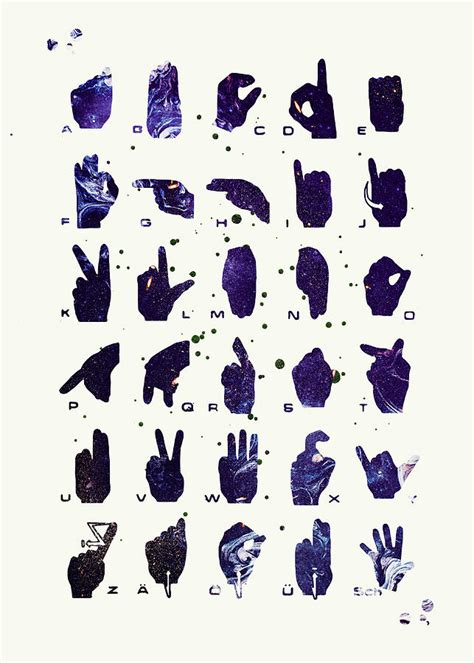 European Sign Language Alphabet Watercolor Print Audiology Art Sign