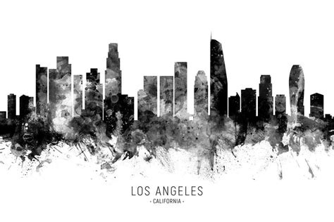 Los Angeles California Skyline Na Canvas Wall Art Michael Tompsett