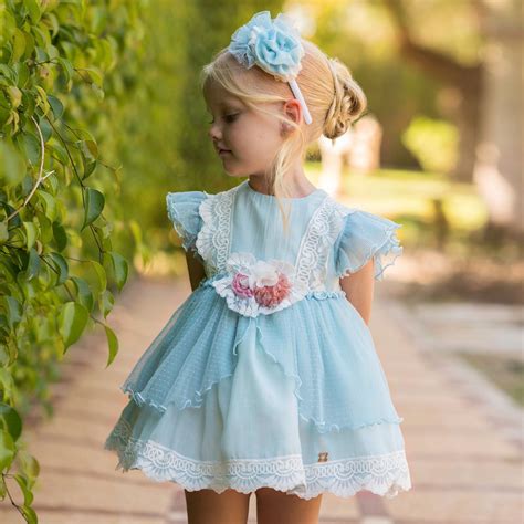 Dolce Petit Girls Blue Lace Dress Childrensalon Outlet