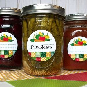 Country Quilt Vegetable Canning Jar Labels Cute Printed Round Veggie Mason Jar Stickers Salsa